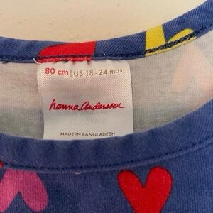 Hanna Andersson Long Sleeve Skater Dress - Mini Hearts on Blue (0013) *